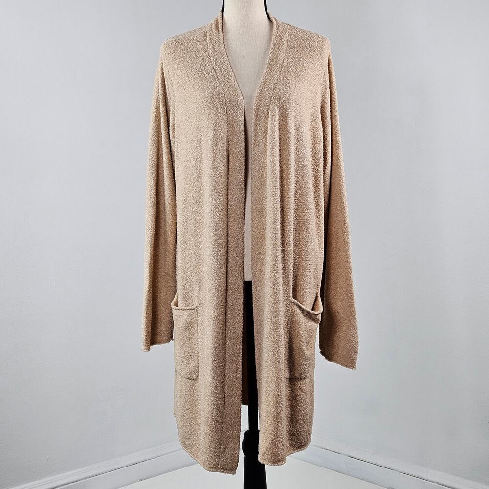 Barefoot Dreams Women's CozyChic Lite Open Front Long Tan Cardigan | XL